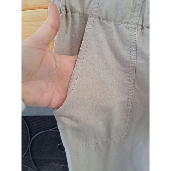 Columbia Womens Beige Drawstring Cropped Pants M Linen Blend Casual Lightweight - Picture 4 of 12